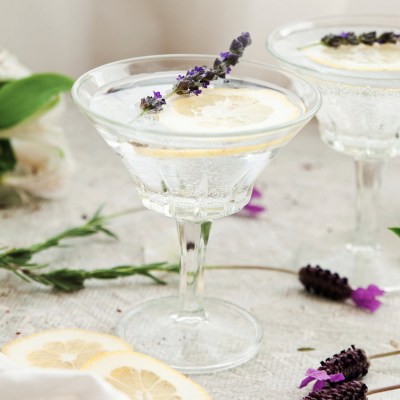 Lemon lavender cocktail made with gin and a homemade lavender simple syrup